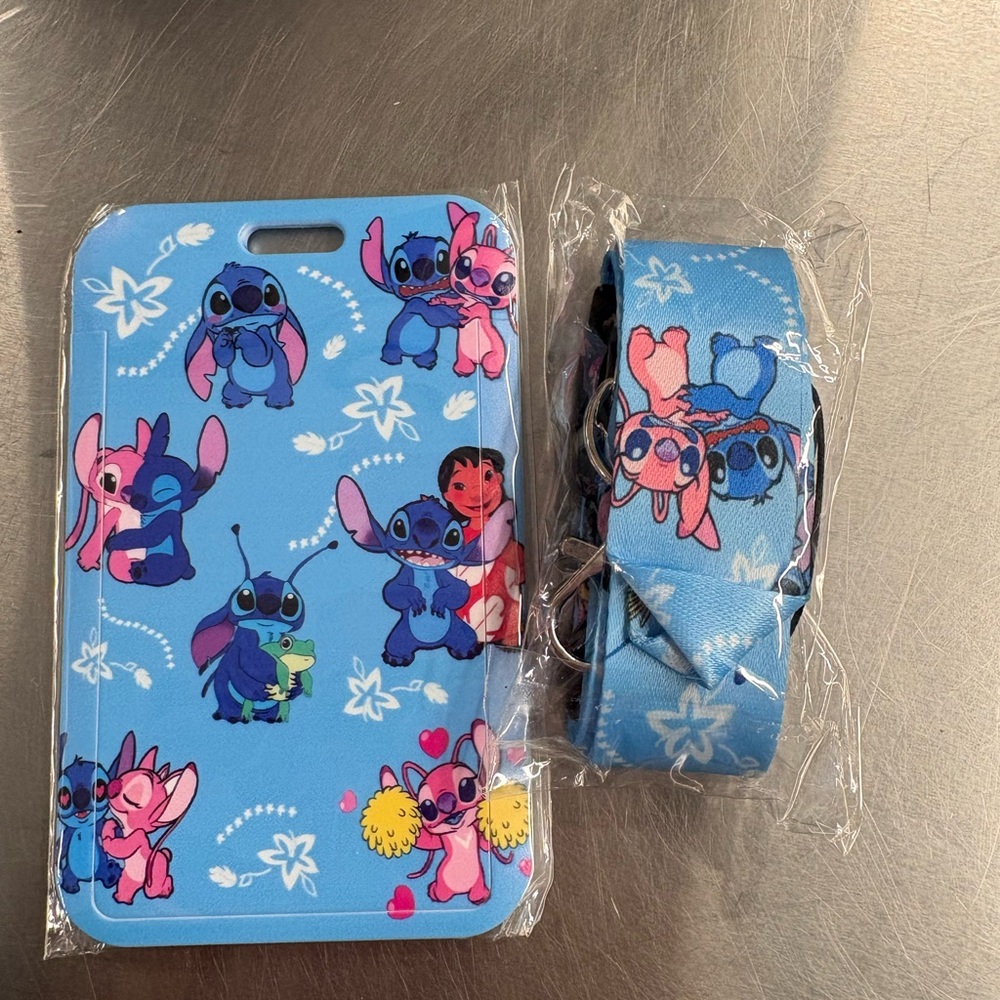 Blue Cartoon Character Lanyard and Card Holder
